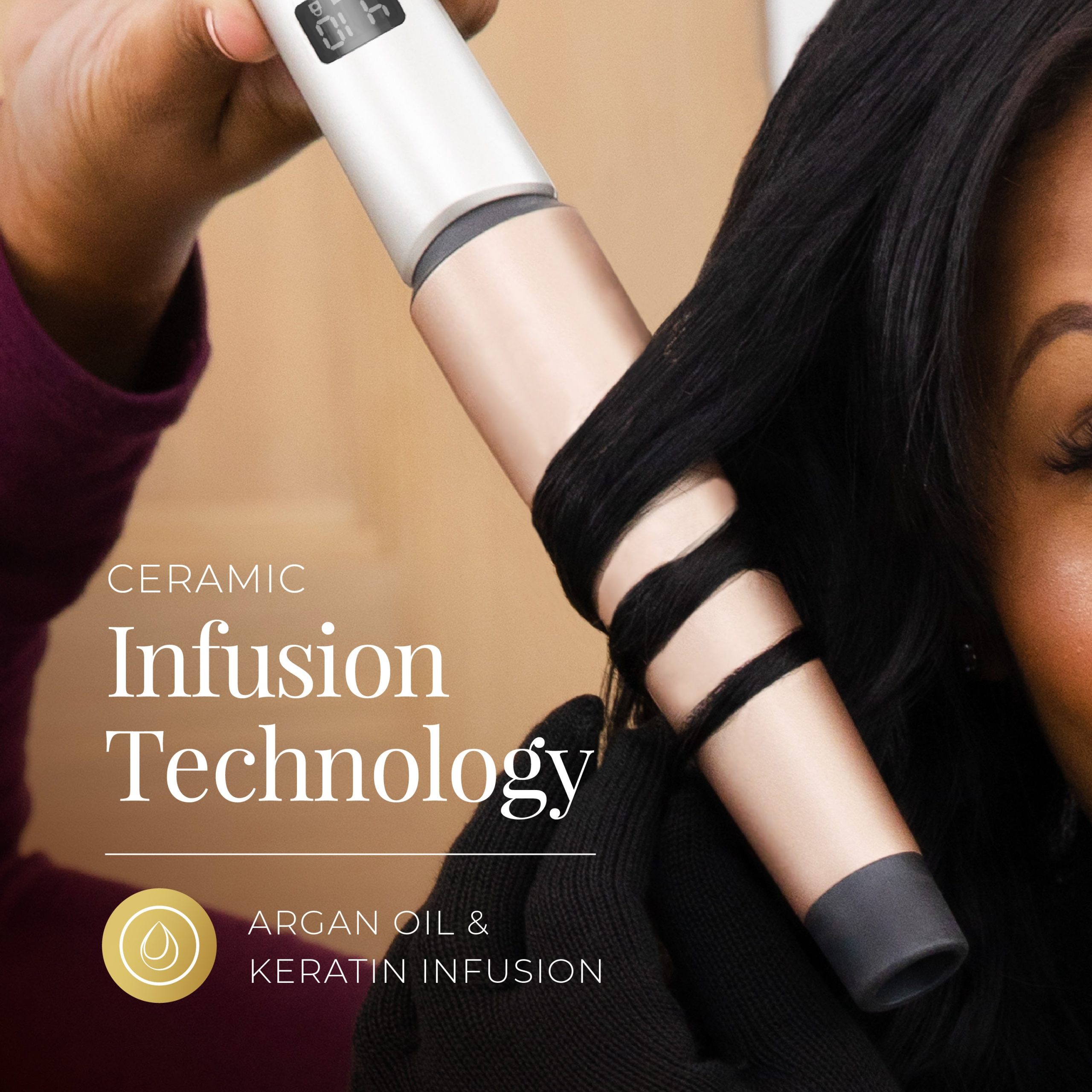 Shine Therapy Argan Oil & Keratin Infused 1? Inch Tapered Curling Wand - Image 2